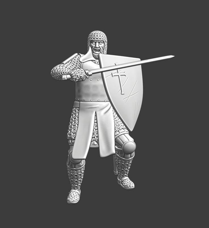 Medieval Crusader Knight attacking