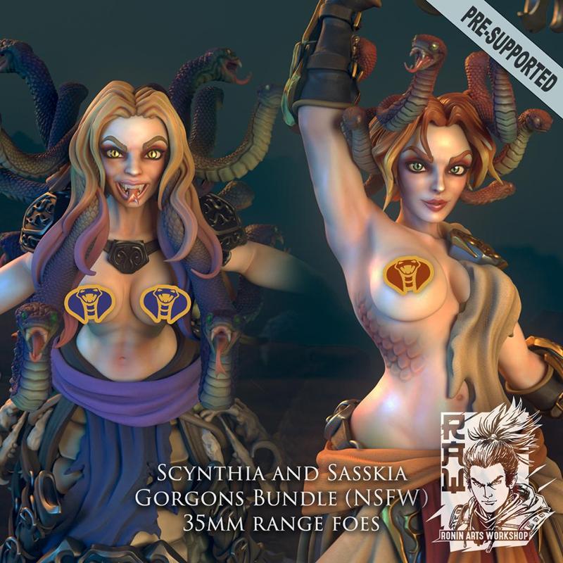 Scynthia and Sasskia (True Form) - Gorgons Bundle (NSFW)