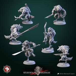 Werewolves warriors male set 6 miniatures 32mm pre-supported