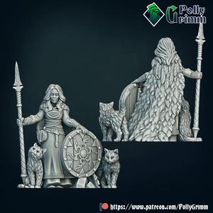 Viking set.  Northern  goddess. Freya with cats