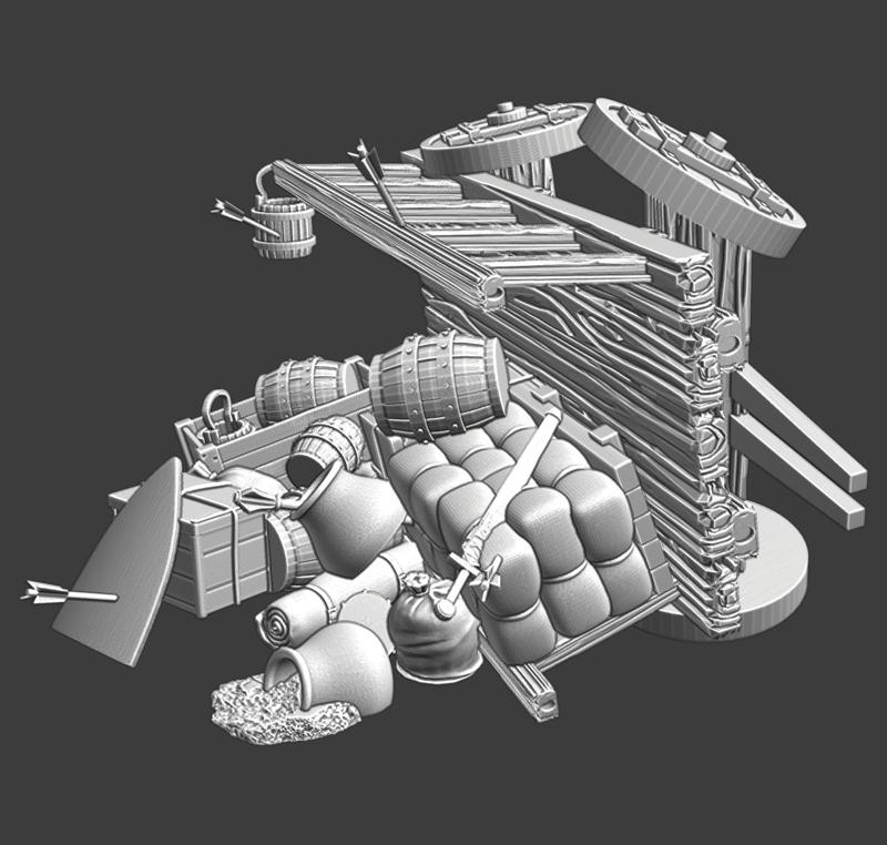 Medieval Supply wagon destroyed