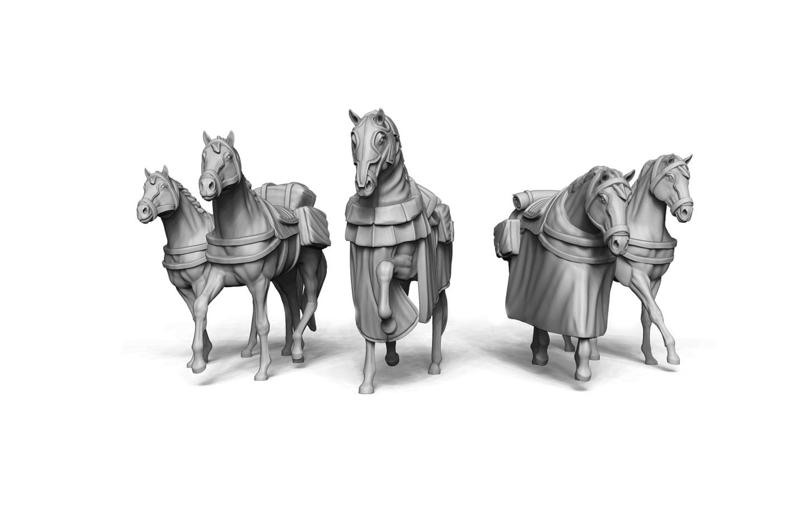 Horses (bundle of 5) - Bandits and Knights Vol.2 Kickstarter