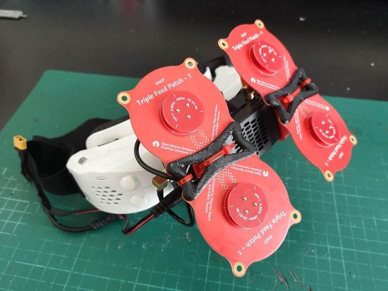 Triple Feed Patch antenna mount for HDZERO VRX4