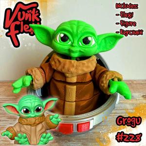 Star Wars The Mandalorian Grogu MultiColor Flexi Print-In-Place + figure & keychain