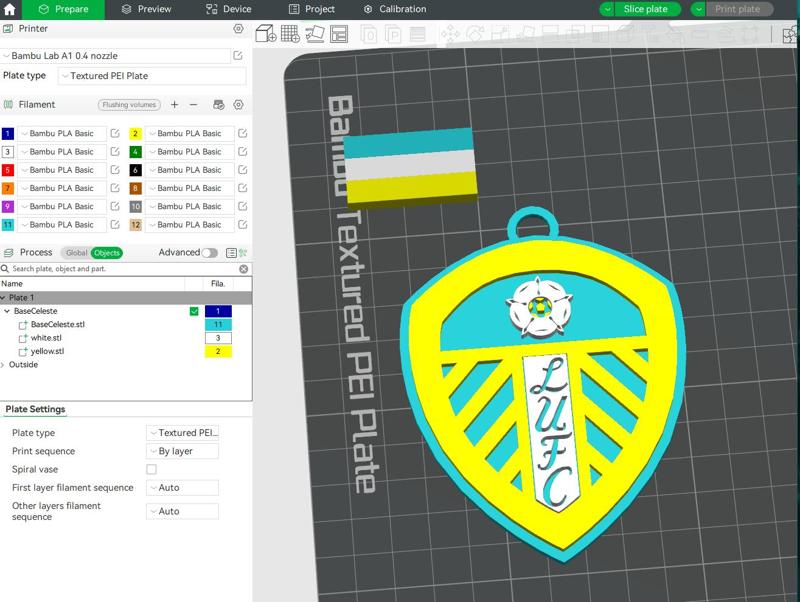 Premier League Leeds United keychan badge printable and renderable