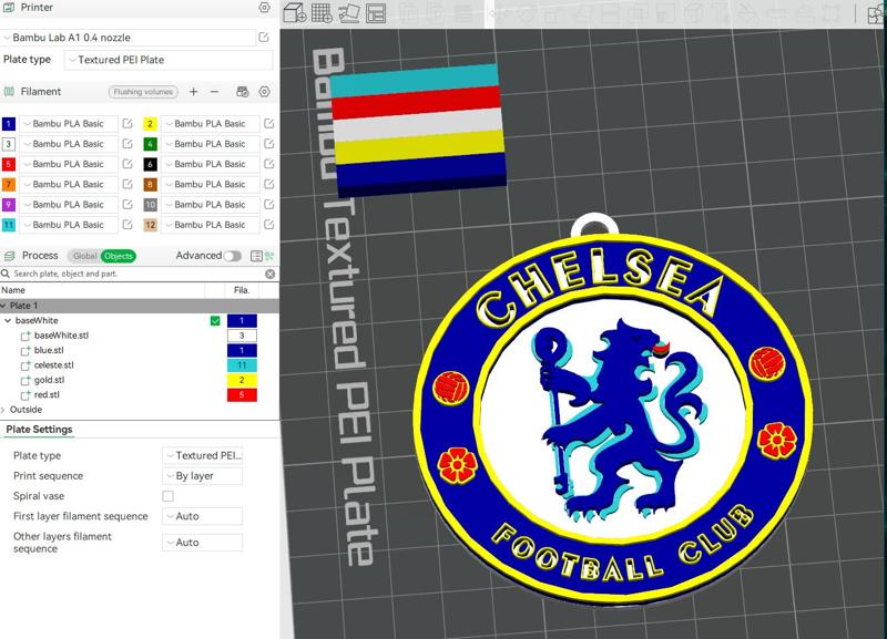 Premier League Chelsea keychan badge printable and renderable