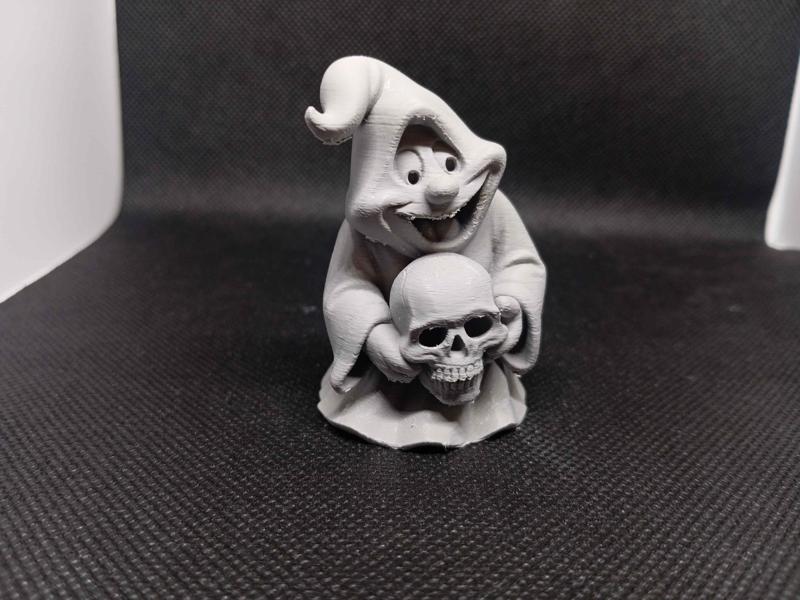 Halloween Ghost with Skull in Hands