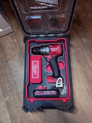 Milwaukee Drill FPD3 FUEL M18 Packout Insert With Drill box +Battery