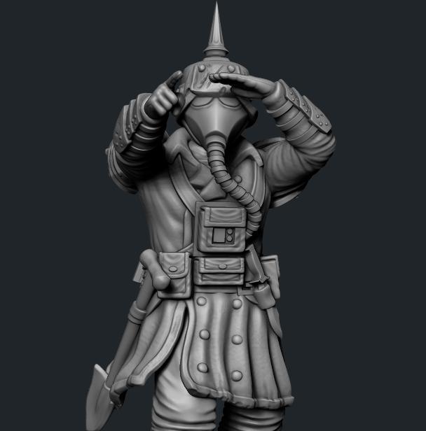 Trench commander with gas mask