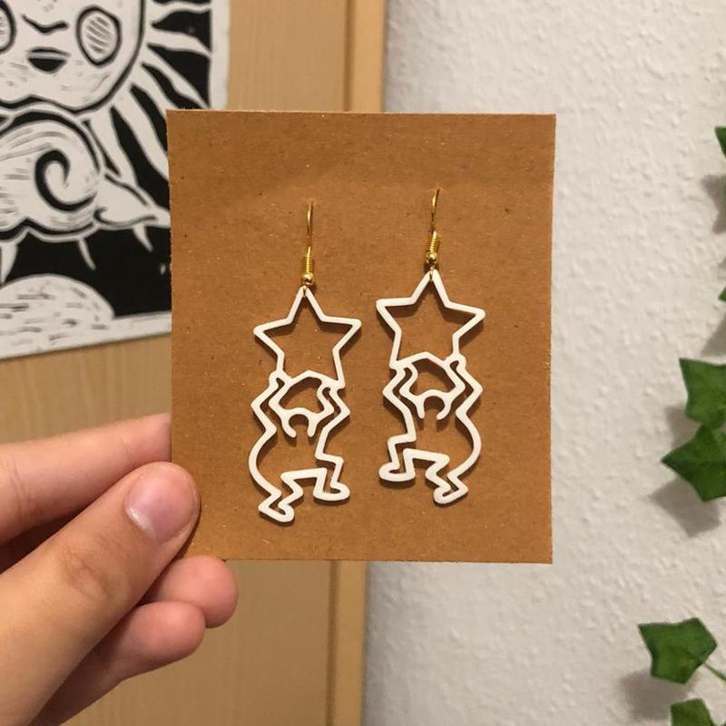 Keith Haring earrings star version