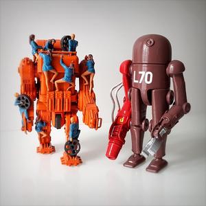 Retro-futuristic robots.