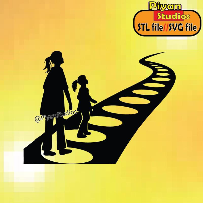 Man and walking way Wall art silhouette