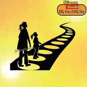 Man and walking way Wall art silhouette