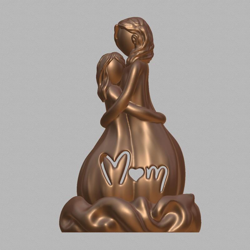 Mother and daughter candlestick statue