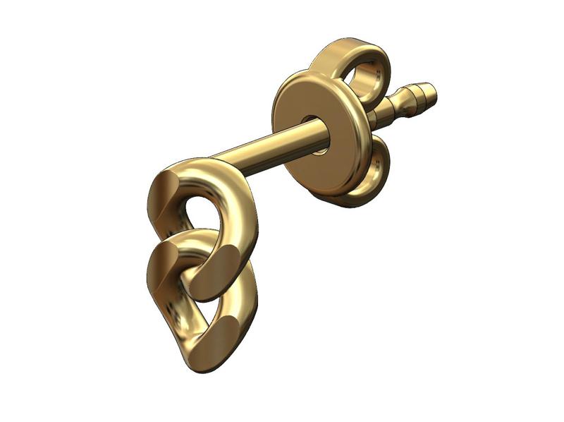 Simple double cuban chain link stud earring 3D print model