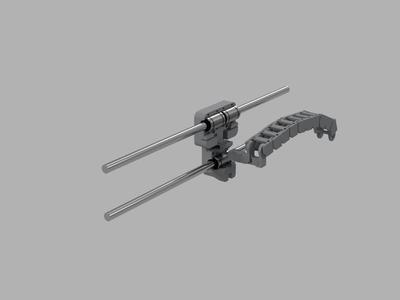 Prusa i3 X-Carriage for Wade's extruder (4 holes extruder) with Cable Organizer and Cable Chain support