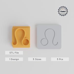 Leo Zodiac Lion Stamp Tile Set, 5 Sizes, Perfect for Clay & Cookies