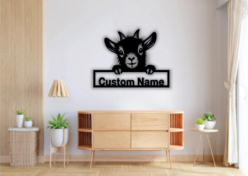 Custom Goat Metal Wall Art Laser Cut PNG