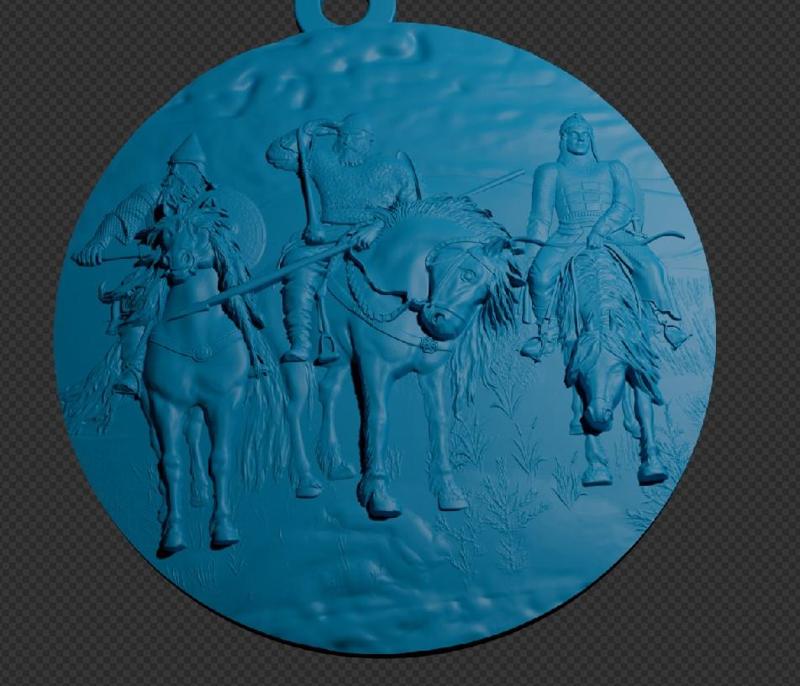 Medallón con 3 héroes de la antigüedad