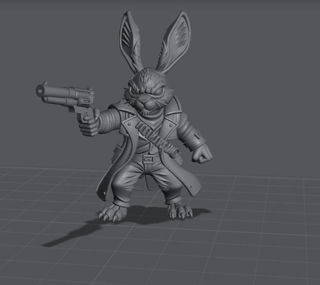 Thasselgrave Thorne ,  First Thump of the Hollow Warren, Bunny gunslinger rpg miniature v1