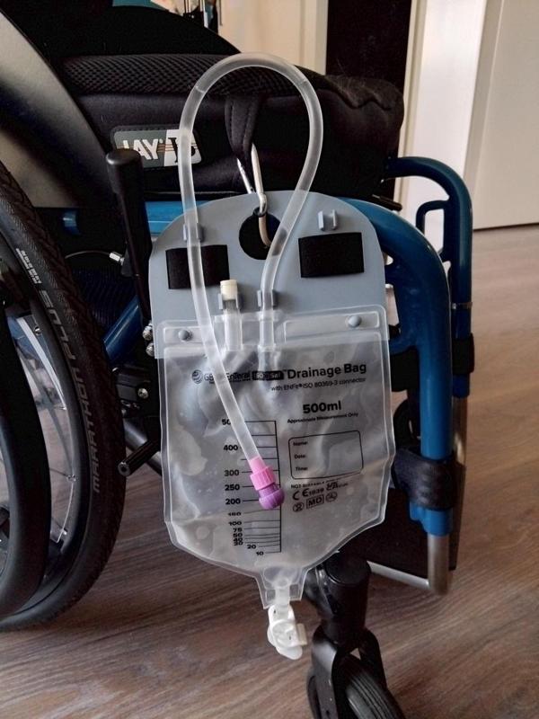 Hanger for G-tube drainage bags