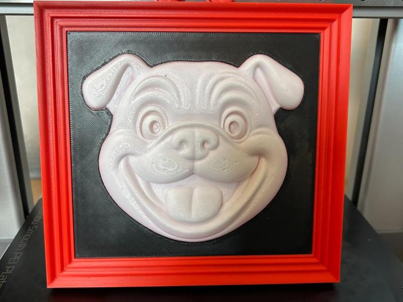 Cartoon Bulldog Relief Sculpture