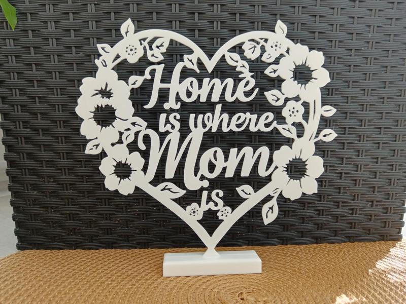 Heart with flowers - Home is where mom is  