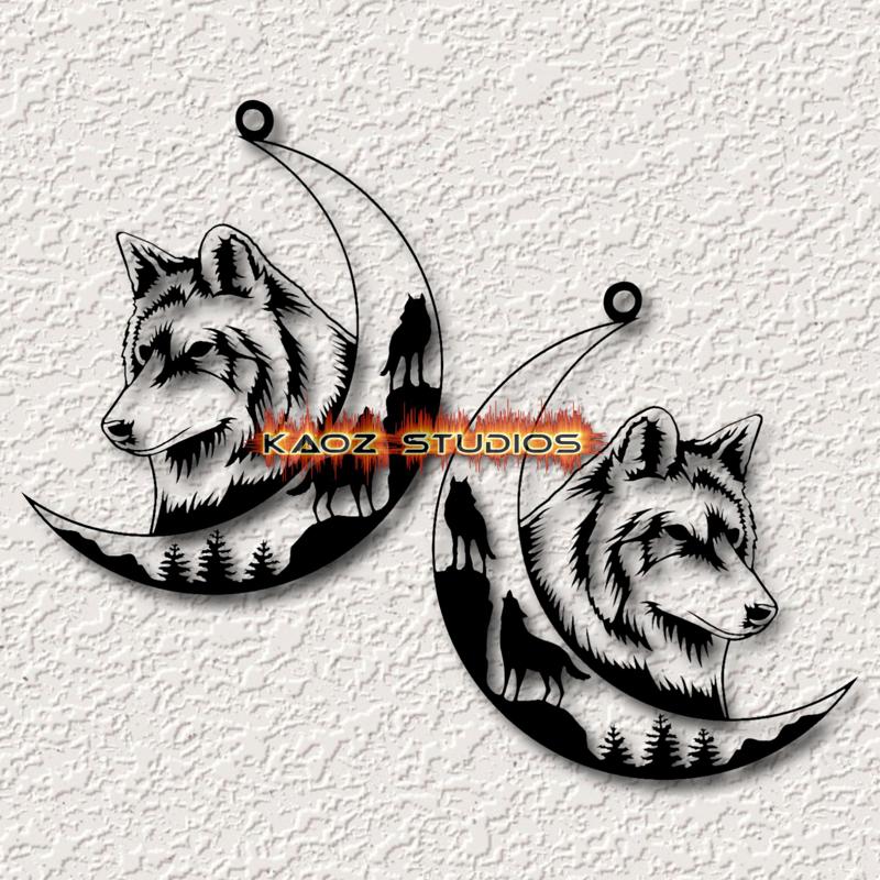 wolf moon earrings howling wolf pendant set