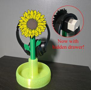Sunflower, Flower Headphone stand with tray