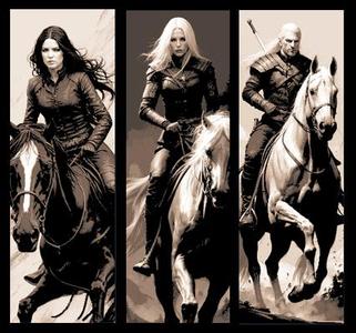 Set of 3 Fan Art Bookmarks - The Witcher Geralt of Rivia, Ciri and Yennefer on Horseback