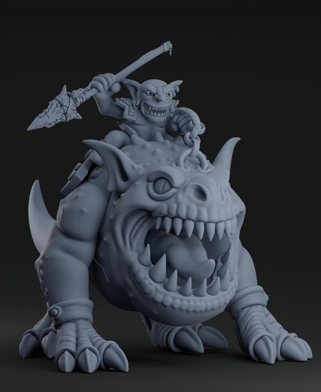 Goblin Rider on Giant Cave Squig + Dragon skull warhammer