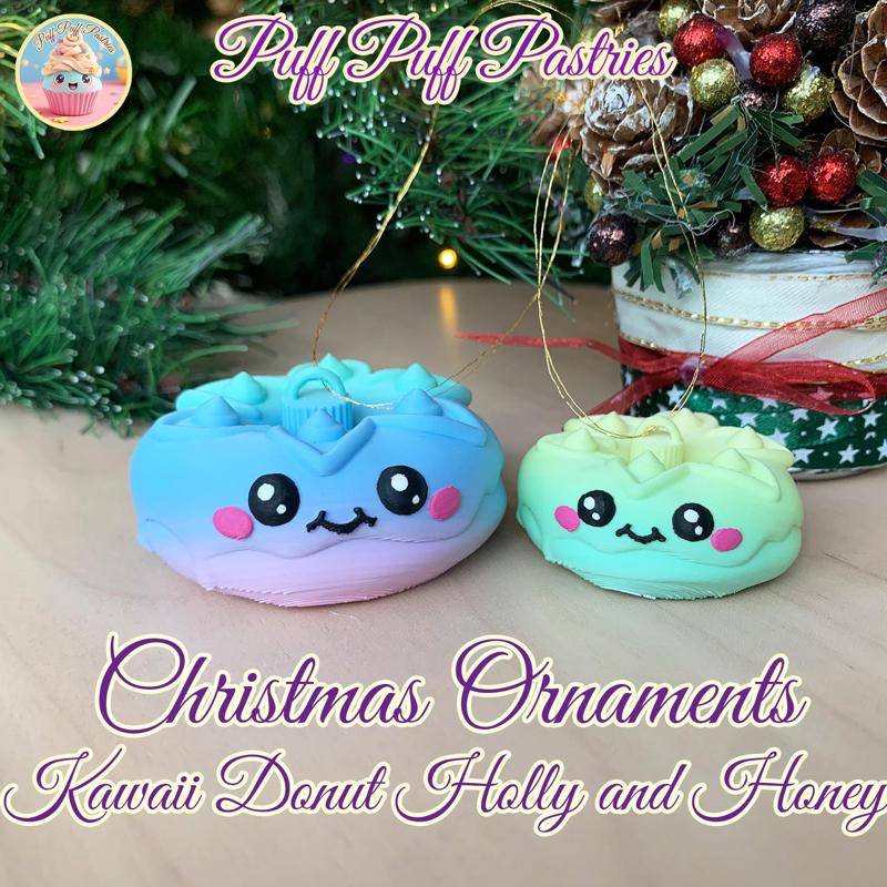 Christmas Ornaments Kawaii Donut Holly and Honey