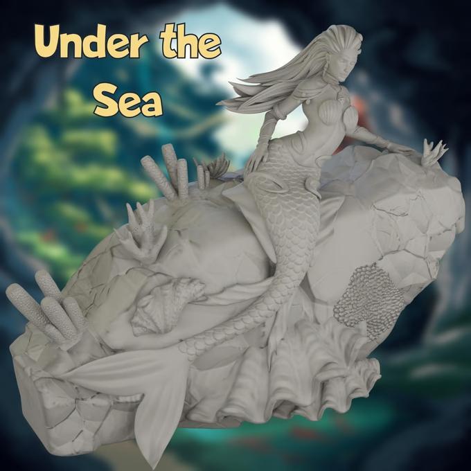 The Lonely Mermaid | Rock Pose |Pre-supported mini |120mm & 75mm|