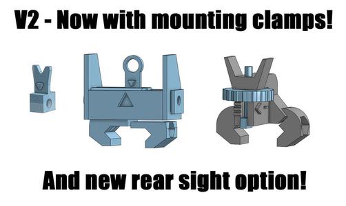 Fully adjustable rifle sights V2 - Now with real mounting!