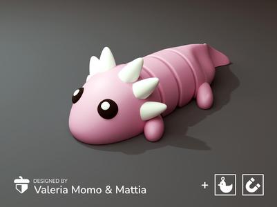 Cute Flexi Pets Axolotl (Keychain & Magnet)