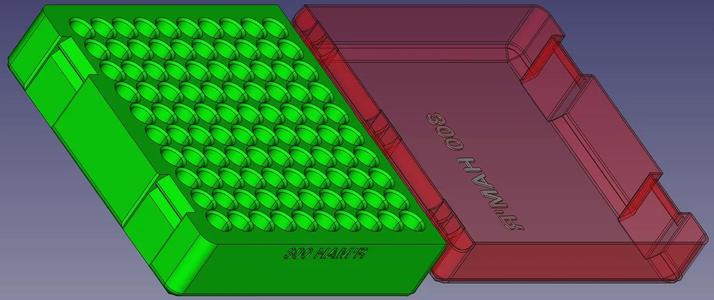 .300 H&H Magnum, Recessed Double Snap Latch Modular Ammo Box   