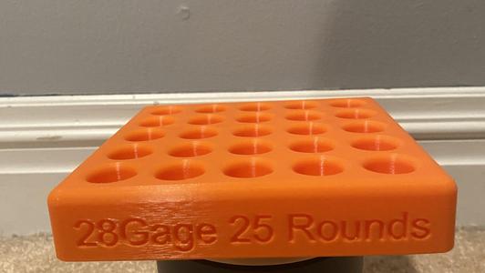25 round holder for 28 Gage shotgun shells