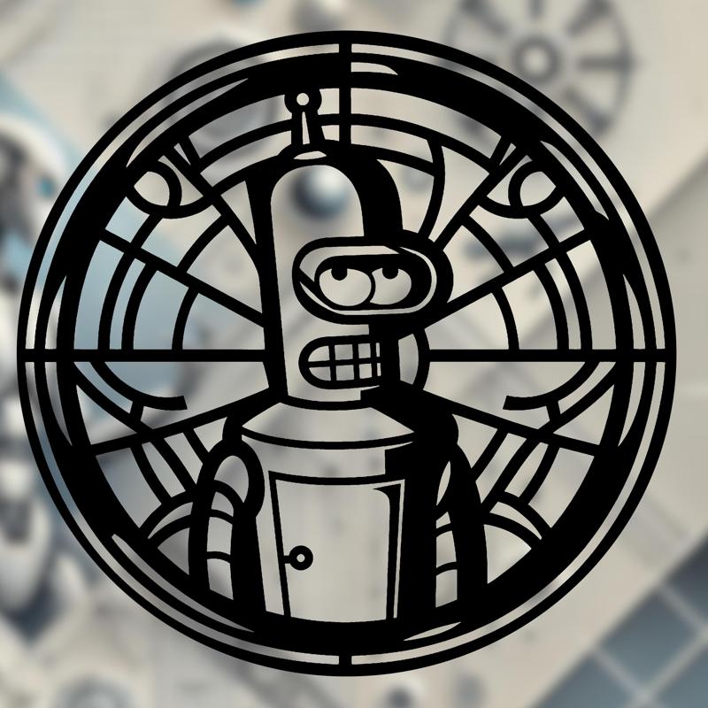 Bender Futurama Mandala Art - wall art Stained Glass Style