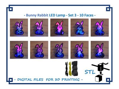 Bunny Rabbit Led Lamp - Set 3 - 10 Different Faces