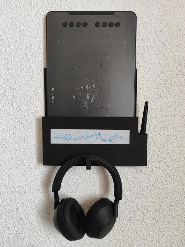 Graphic tablet and headset holder