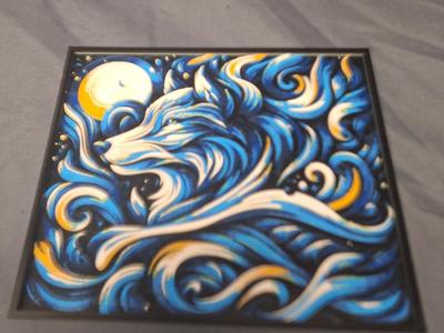 Blue Wolf with moon