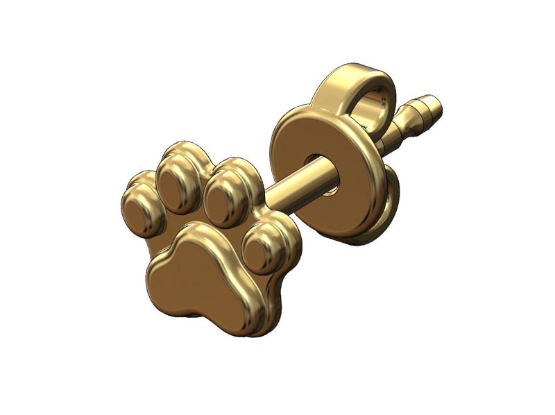 Pawprint stud earring 3D print model