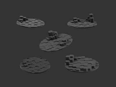 5 x 25mm Base Tops - Polygonal Alien Surface