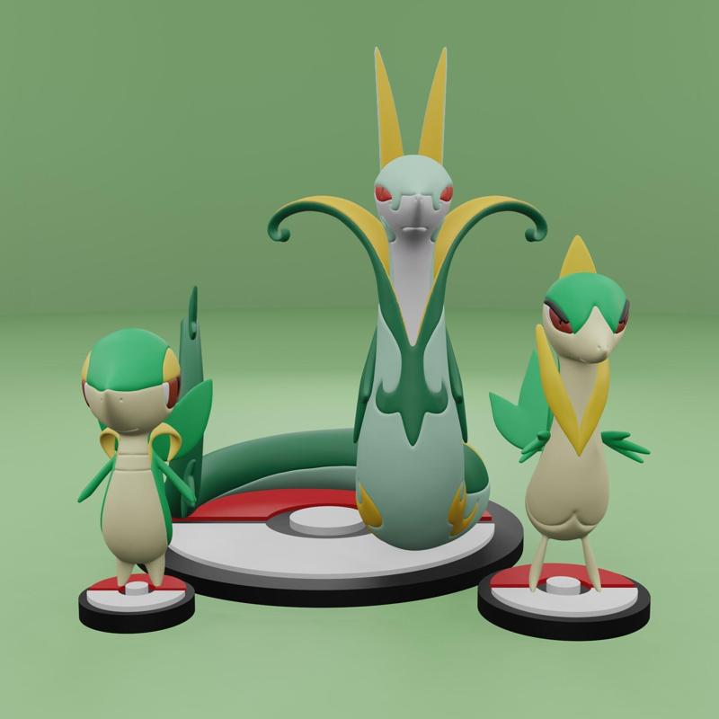 Pokemon No. 495-497 Snivy, Servine, Serperior