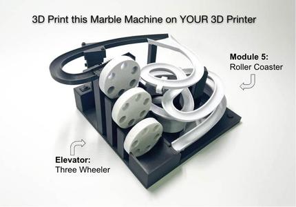 Marble Machine - Modular Design - Three Wheeler Elevator with Roller Coaster Module