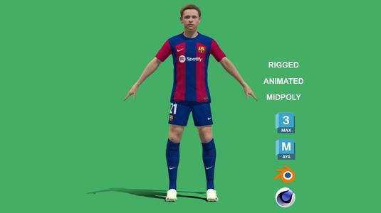 3D Rigged Frenkie de Jong Barcelona 2024