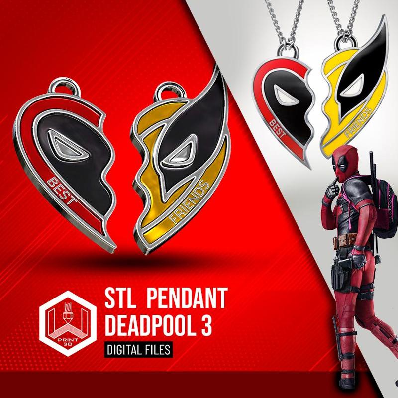 STL  PENDANT DEADPOOL 3 - BEST FRIENDS
