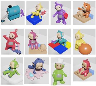 8 Tiddlytubbies and 4Teletubbies
