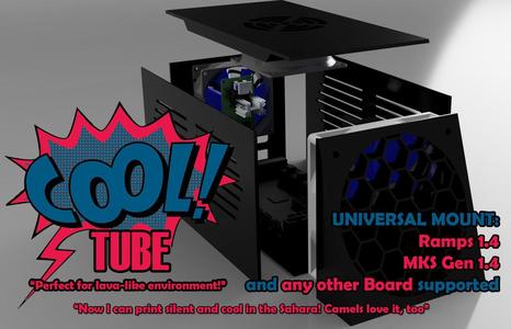 Overpowered Cooltube Board Case Holder Mount (SKR, Ramps, MKS Gen 1.4,...) with Octopi-Touch Holder