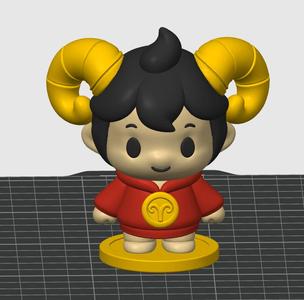 Chibi Aries Zodiac – Blind-Box Style Figurine | Cute Kawaii 3D Print STL + 3MF (FDM & Resin) | Easy Print, Scalable